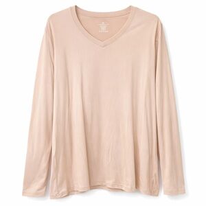 Showitty Women’s Beige Long Sleeve V-Neck Top